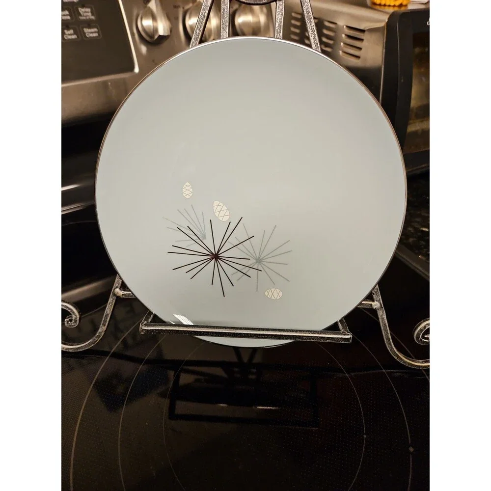 Vintage MCM Franciscan Silver Pine Salad Plate Near Mint 8.25